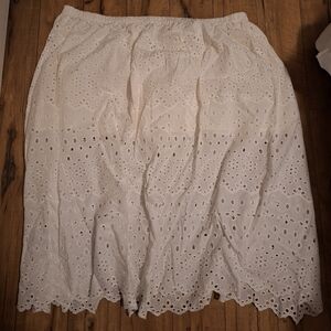 H&M Cream Eyelet Midi Skirt
